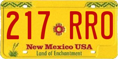 NM license plate 217RRO