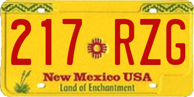 NM license plate 217RZG