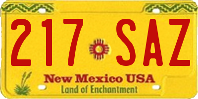 NM license plate 217SAZ