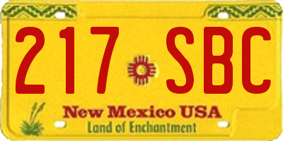 NM license plate 217SBC