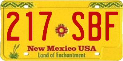 NM license plate 217SBF