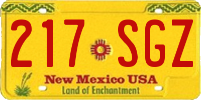 NM license plate 217SGZ