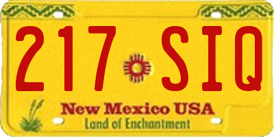 NM license plate 217SIQ