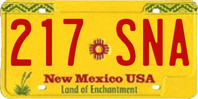 NM license plate 217SNA