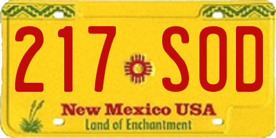 NM license plate 217SOD