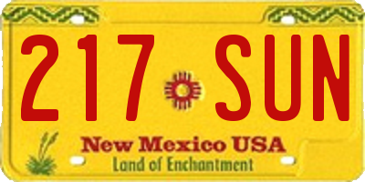 NM license plate 217SUN