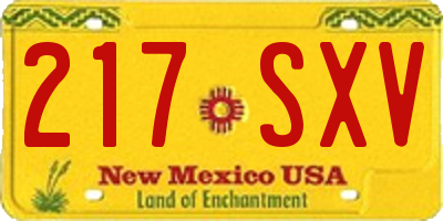 NM license plate 217SXV