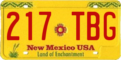 NM license plate 217TBG