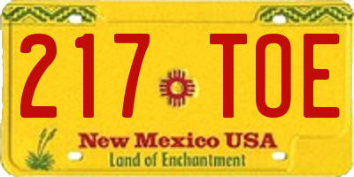 NM license plate 217TOE