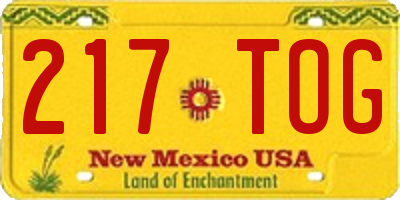 NM license plate 217TOG