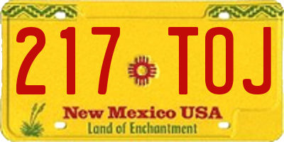NM license plate 217TOJ
