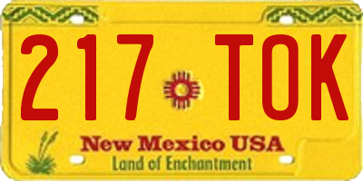 NM license plate 217TOK