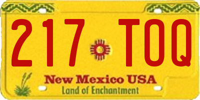 NM license plate 217TOQ