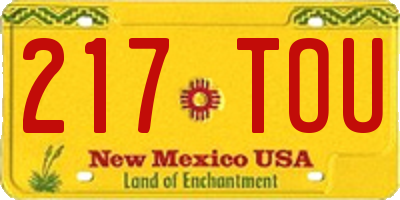 NM license plate 217TOU