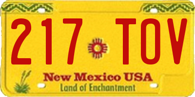 NM license plate 217TOV
