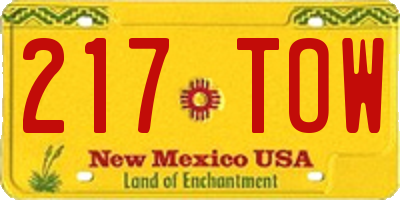 NM license plate 217TOW