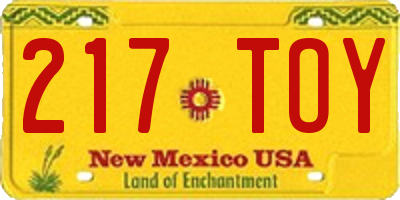 NM license plate 217TOY