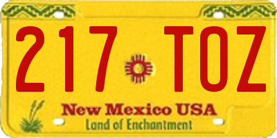 NM license plate 217TOZ