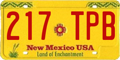 NM license plate 217TPB