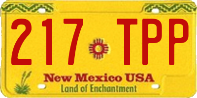 NM license plate 217TPP