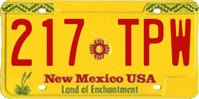 NM license plate 217TPW