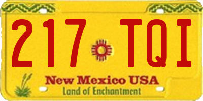 NM license plate 217TQI