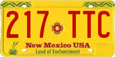NM license plate 217TTC