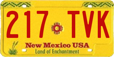 NM license plate 217TVK