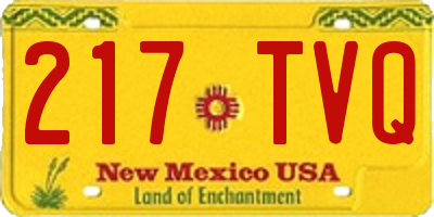 NM license plate 217TVQ