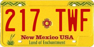 NM license plate 217TWF