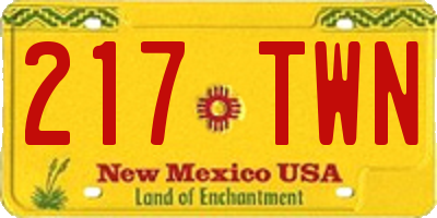 NM license plate 217TWN