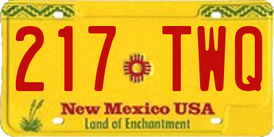 NM license plate 217TWQ
