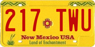 NM license plate 217TWU