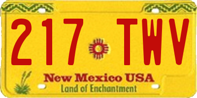 NM license plate 217TWV