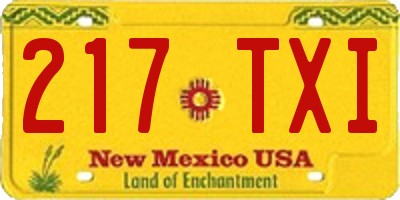 NM license plate 217TXI
