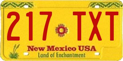 NM license plate 217TXT