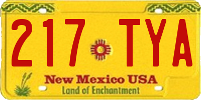 NM license plate 217TYA