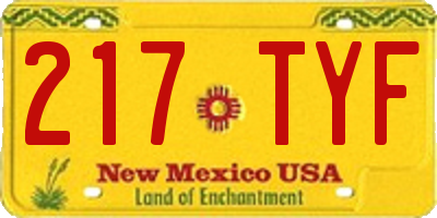 NM license plate 217TYF