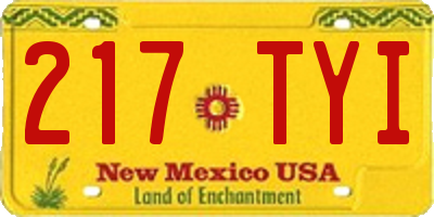 NM license plate 217TYI