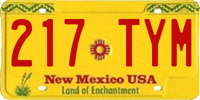 NM license plate 217TYM