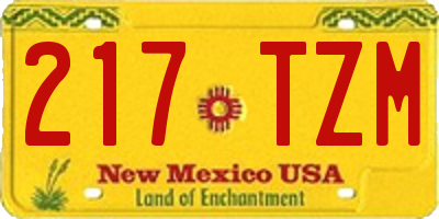 NM license plate 217TZM