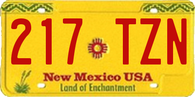 NM license plate 217TZN