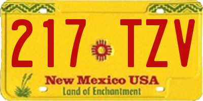 NM license plate 217TZV