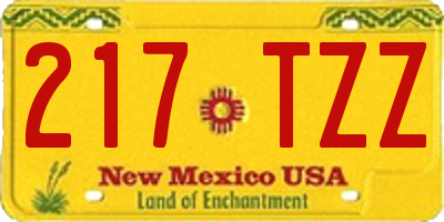 NM license plate 217TZZ