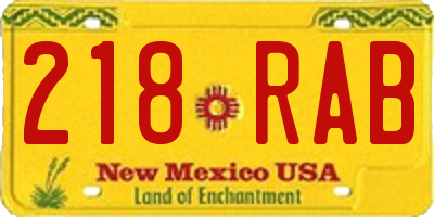 NM license plate 218RAB