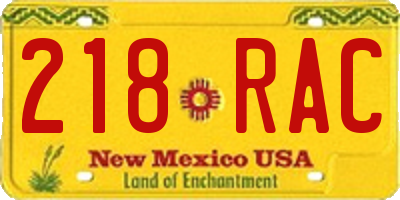 NM license plate 218RAC