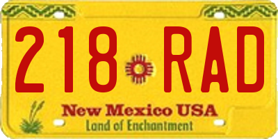 NM license plate 218RAD