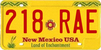 NM license plate 218RAE