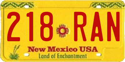 NM license plate 218RAN