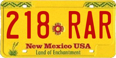 NM license plate 218RAR